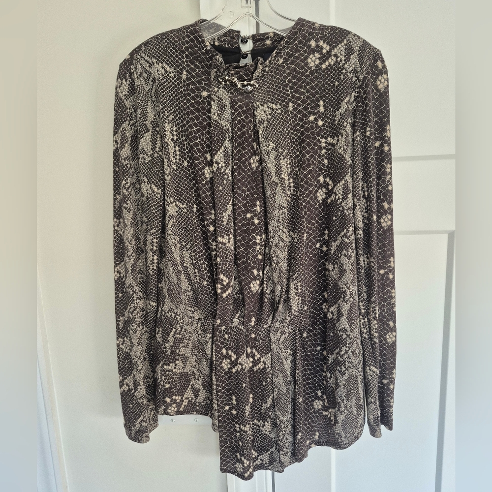 Roberto Cavalli Class Top Greige Python Print Bro… - image 2